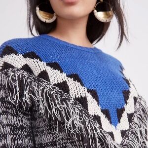Anthropologie Blue and Black Sweater